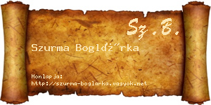 Szurma Boglárka névjegykártya